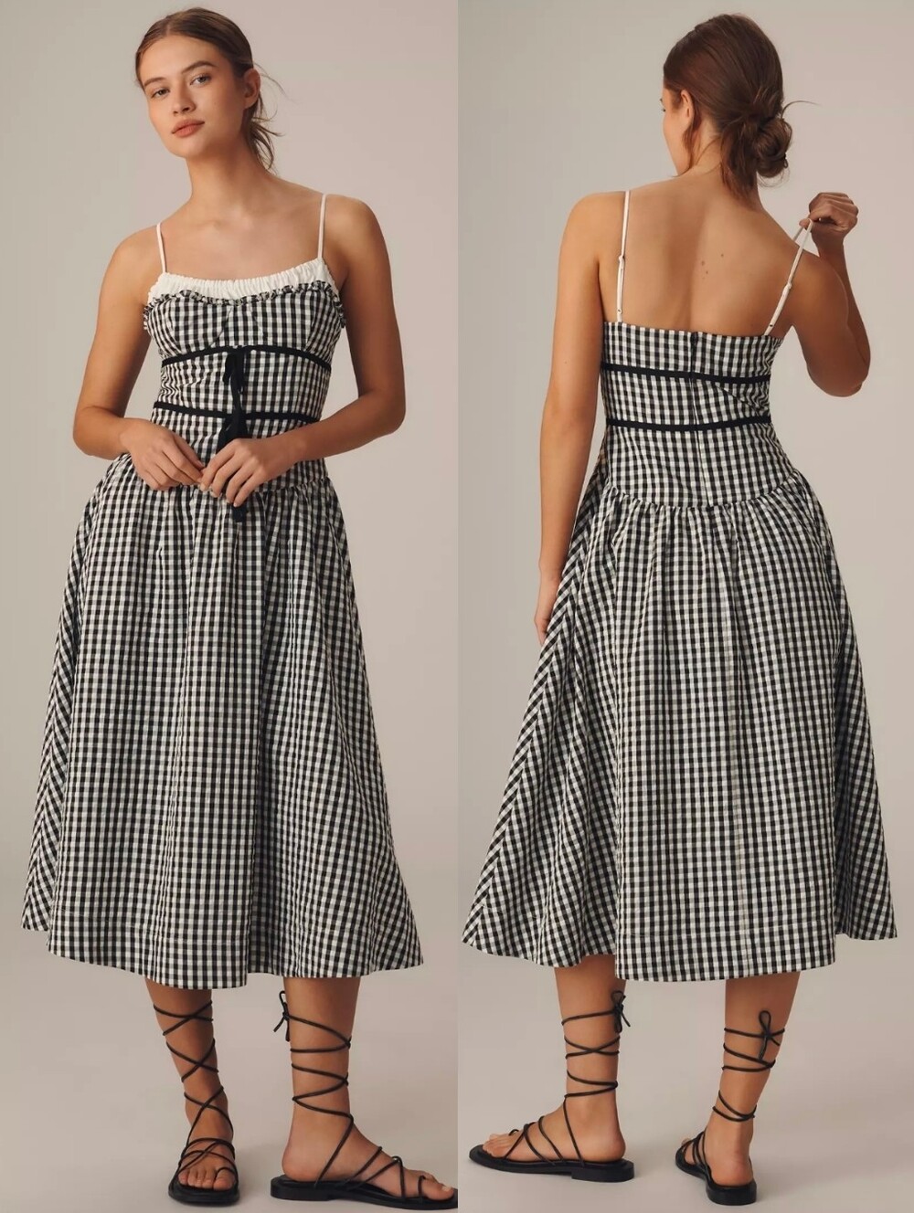 FOR LOVE & LEMONS Black Gingham Georgia Midi Dress